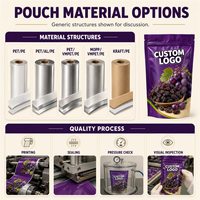 Sachet Doypack Personnalisé Imprimé pour Raisins, Refermable avec Fermeture Éclair, Emballage pour Fruits Séchés, Barrière Anti-Humidité pour la Vente au Détail