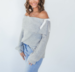 Top tejido informal de manga larga para mujer, cárdigan de invierno con estampado de logotipo personalizado y logotipo frontal, jersey de hombro al por mayor - Product Image 4