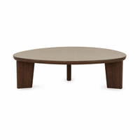 Table basse ovale en verre givré et bois, style Mid-Century Modern, avec base en métal, facile à assembler, pour salon et appartement