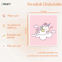 Lingettes de cuisine suédoises imprimées mignonnes en cellulose, réutilisables, biodégradables, en fibre de bambou, absorbantes, avec motifs de dessins animés