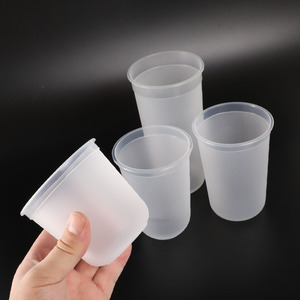 Disposable Custom Logo U Shape Coffee Cold Hot Drinks Boba Bubble Fruit Juice Milk Tea Plastic Cup with Lids