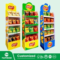 Présentoir en carton de haute qualité pour supermarché, pour desserts, miel, chips, bœuf séché, aliments, noir