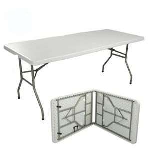 Easy Folding Bbq Picnic Heavy Duty Dining <b>Table</b> Rectangular Outdoor Camping <b>Plastic</b> Portable Folding <b>Table</b> - Product Image 1