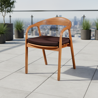 Chaise de salle à manger Canora avec dossier en teck, ergonomique, stable, confortable, durable, design moderne, meubles pour la maison, appartement, extérieur