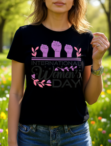 Elegante T-Shirt da Donna con Stampa per la Giornata Internazionale della Donna, Girocollo, Maniche Corte, Stile Casual, 100% Cotone Jersey, Primavera Estate - Product Image 2