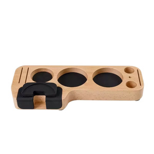 Support pour tamper à café en bois massif, plateau de rangement multifonctionnel pour accessoires à expresso, design minimaliste - Product Image 5
