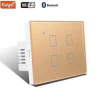 Interrupteur mural intelligent double pôle 4 gangs LAPU 10A, étanche, avec panneau en verre, contrôle tactile, compatible APP Smart Life, norme américaine