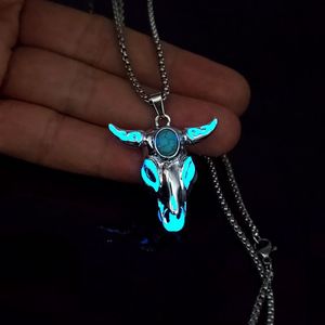 Collier Pendentif Lumineux Croix Fleur Cœur Lune, Style Punk, Motifs Loup Crâne Tortue, pour Hommes et Femmes, Cadeaux de Festival - Product Image 6