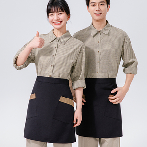 Usine en gros imperméable à l'eau toile résistant à l'huile demi tablier essuyer les mains Logo personnalisé tablier <span class=keywords><strong>maison</strong></span> cuisine tablier - Product Image 6