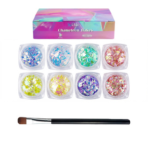 LE.Q.<b>U</b> 8 Colors Chameleon Flakes Set for <b>Nail</b> Art & DIY Craft Decoration - Product Image 1