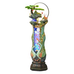 Aquarium de style chinois en forme de paon avec fonction d'eau circulante pour la décoration d'angle de salon ou d'entrée - Product Image 5