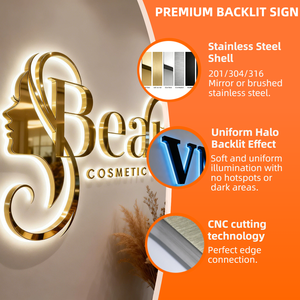 ป้ายไฟ LED 3 มิติ แบบมีไฟส่องด้านหลัง สีทองเงา สำหรับธุรกิจ ธนาคาร หน้าร้านค้า ป้ายโฆษณากลางแจ้ง - Product Image 4