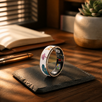 Bague connectée intelligente en acier inoxydable étanche IP68 avec suivi de santé, contrôle via application, fréquence cardiaque, tension artérielle, suivi du sommeil, appels iOS et réveil