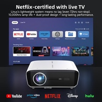 Projecteur vidéo 4K HDR ultra-lumineux EARC avec système Linux, objectif électrique, haut-parleur 40W, projecteur LCD certifié Youtube/Prime Video