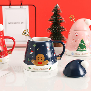 Tasses en céramique créatives de Noël avec cuillères couvertes, tasses à eau pour couple - Product Image 5