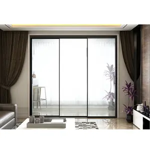 Custom panorama sliding door extremely narrow thin home office interior partition door