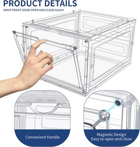 Shoe Storage <b>Box</b> Stackable Plastic Shoe <b>Box</b> with <b>Clear</b> Door <b>Display</b> Sneakers, Front Opening Shoe Organizer, Hard Plastic Shoe St - Product Image 2