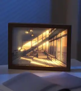 Lampu Gambar LED kecerahan dapat diatur desain Anime dekorasi kamar tidur lampu malam hadiah kreatif sketsa komik
