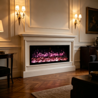 Cheminée électrique encastrable murale de 40 pouces, insert linéaire de luxe, multicolore, flamme LED 3D, contrôlée par application, pour foyer français, certifiée CE