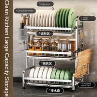 Étagère de rangement de cuisine multifonctionnelle en acier inoxydable pour couteaux, bols, assiettes et égouttoir
