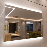Cermin pintar LED gaya Modern dengan desain persegi panjang dan Tampilan cuaca, koneksi Wifi untuk pencahayaan Hotel dan vila