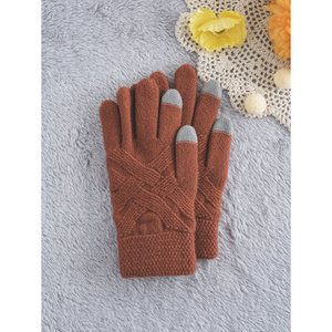 Guanti con motivo diagonale marrone - Product Image 1