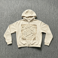 Hoodie Full Zip French Terry 450GSM Vintage Distressed Boxy dengan Grafis Custom DTG Digital Print, Sweatshirt Oversized Zip Up