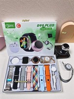 Montre connectée OEM D99plus AMOLED IP67, coffret cadeau, répondre aux appels, boussole, mini haut-parleur, écouteurs sans fil, 7 bracelets, suivi d'activité