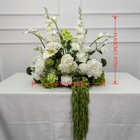 LUYI Handgefertigtes Hochzeits-Blumenarrangement Künstlicher Calla-Lilien-Strauß Weiß-Grüne Rose Hortensie 50cm Blumenball Tischdekoration