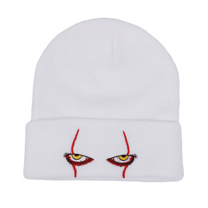 Pennywise Horror Clown Eyes Chapeau tricoté brodé Laine chaude <span class=keywords><strong>Chaire</strong></span> Style Hip Hop Caractéristique commune du tissu - Product Image 1