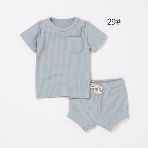 Ensemble de vêtements pour bébé et tout-petit unisexe en coton biologique côtelé, 14 couleurs en stock - Product Image 5