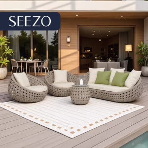 Ensemble de canapé demi-sectionnel en rotin PE tressé, moderne et durable, pour jardin extérieur, avec coussins – Vente en gros - Product Image 4