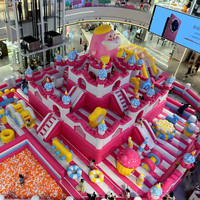 Maison élastique de fête d'anniversaire pour enfants de château de gâteau gonflable rose avec peinture d'avion à réaction