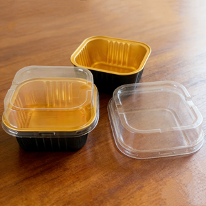 ภาชนะอลูมิเนียมฟอยล์แบบใช้แล้วทิ้งขนาด 150 มล. สำหรับใส่เค้กลาวาช็อกโกแลตแบบสี่เหลี่ยมจัตุรัส พร้อมฝาพลาสติกอย่างดี - Product Image 1