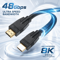 Câble HDMI ultra haute vitesse 8K pour console de jeu, boîtier TV, moniteur, ordinateur portable, projecteur, home cinéma, 4K 120Hz 48 Gbps EARC HDR