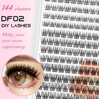 Meilleures ventes : Faux cils en grappe DIY DF02, marque privée, faits main, naturels, 12 rangées, volume intense, longueurs mixtes 10-16mm