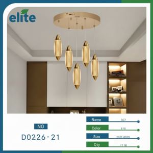 Lustre pendentif moderne contemporain en or pour solutions d'éclairage de décoration intérieure Suspension 3000K CCT pour chambre Restaurant Villa - Product Image 1
