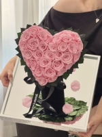 Hartvormig geconserveerd rozenboeket, eeuwige bloem, cadeau voor Valentijnsdag, huwelijksjubileum
