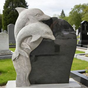 Diseño Moderno de Doble Delfín en Granito Negro de la India, Completamente Pulido Excepto los Delfines - Product Image 1