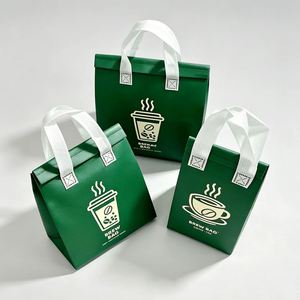 OEM Laminated Non Woven Thermal Bag Durable Insulated Cooler Tote for Coffee Tea Packaging Customizable Takeaway Takeout <b>Carrier</b> - Product Image 2