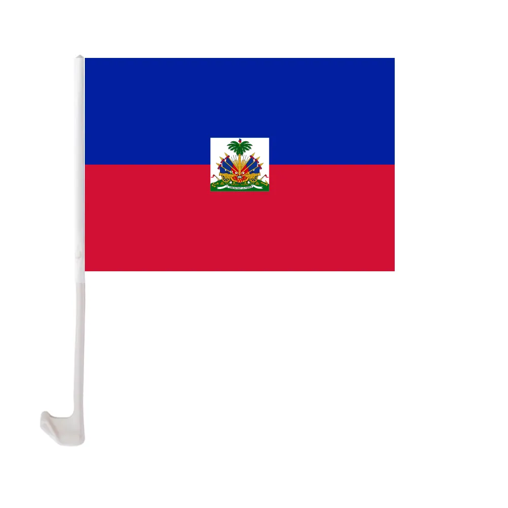 12x18 pollici stampa in poliestere bandiera personalizzata per finestrino dell'auto Haiti con supporto