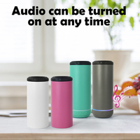 Enfriador de cerveza aislado de acero inoxidable recubierto de polvo de 16oz con altavoz inalámbrico taza de música altavoz vaso personalizar logotipo
