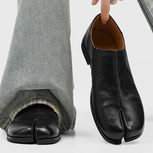 2026 New Arrival Mens Split Toe Loafers British Style Slip On Casual Shoes Fashion <b>Thin</b> Sole Leather Shoes - Product Image 6