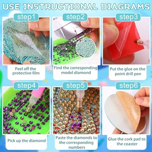 Kit de sous-verres à peinture diamant 8 pièces 5D Océan DIY – Kits d'art diamant pour adultes - Product Image 3