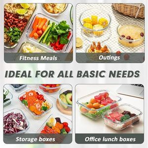 Set di 12 Contenitori per Alimenti in Vetro Borosilicato di Alta Qualità, Riscaldabili e Ermetici, per Preparazione Pasti e Pranzo - Product Image 5
