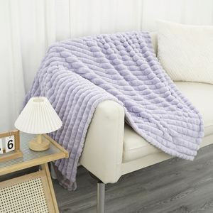 Manta polar para sofá o cama-Mantas de jacquard a rayas 3D-Manta de franela suave y acogedora adecuada para todas las estaciones - Product Image 3