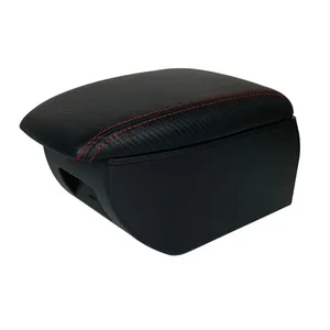 China factory hot sell car armrest USB interface storage box red line car styling interior leather armrest console box