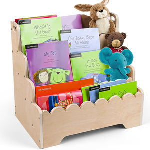Estantería de Madera para Niños de 4 Niveles, Estantería para <span class=keywords><strong>Libros</strong></span> con Diseño Festoneado, Librería Montessori para Dormitorio o Sala de Juegos - Product Image 1