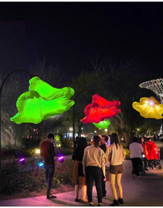 Lampe en forme de fleur de trompette Morning <span class=keywords><strong>Glory</strong></span> gonflable sur mesure, rose, géante, avec détection de mouvement humain, lumières LED RGB - Product Image 3