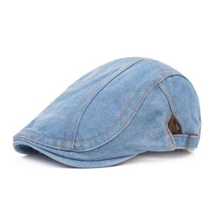 Casquette classique unisexe en jean style gavroche à dessus plat pour la conduite, pour hommes et femmes, usage décontracté, casquette en coton style papa - Product Image 2